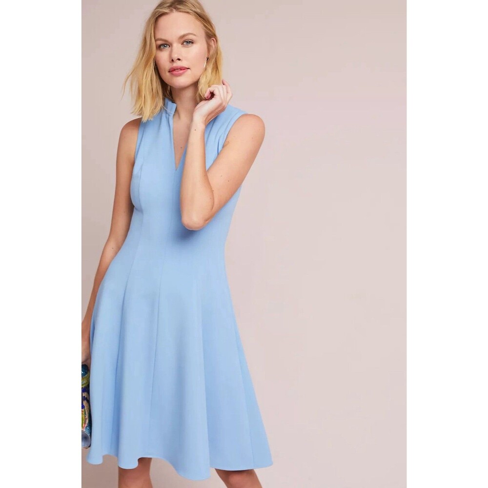 Black Halo Antoinette Dress Womens Sz 8 Blue Fit Flare Sleeveless Cocktail Party